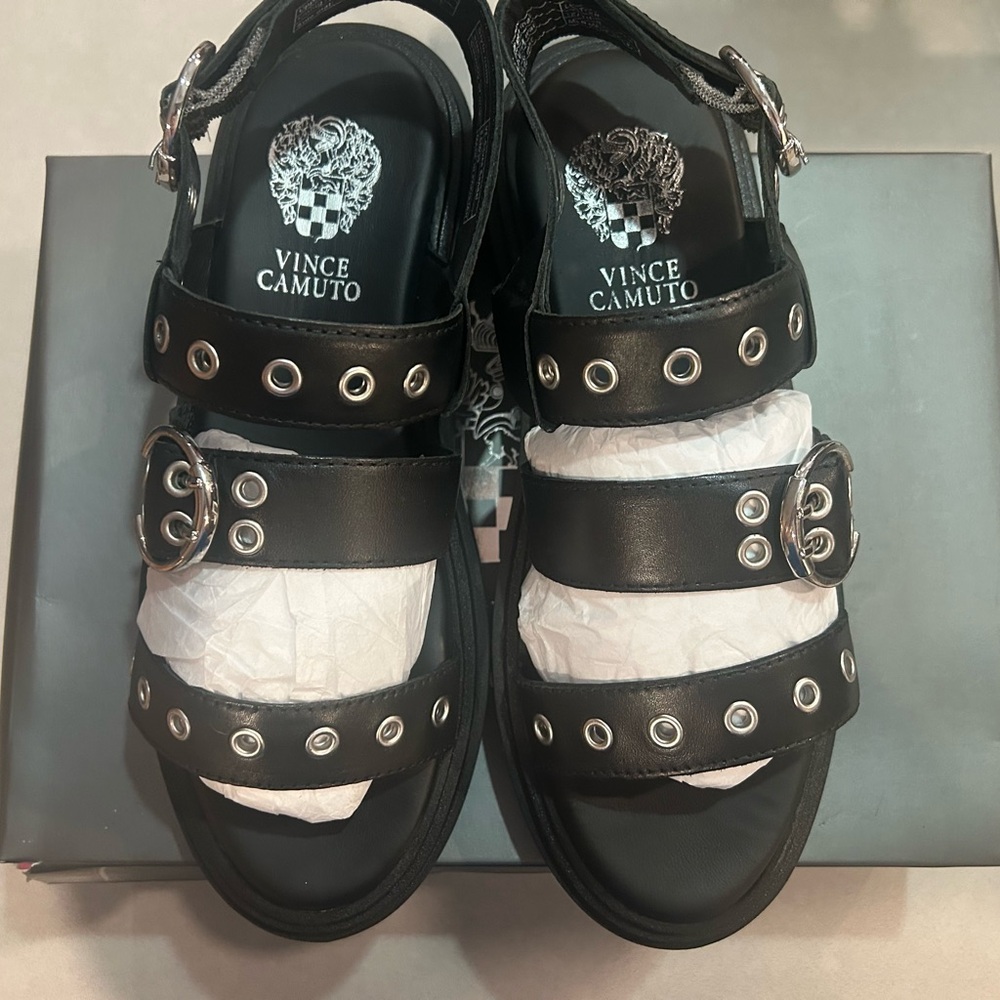 Vince Black Chunky Sandals with Metallic Details - Picture 3 of 7
